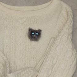 hats and caps crocheted pin miniature gray cat with blue eyes personalised