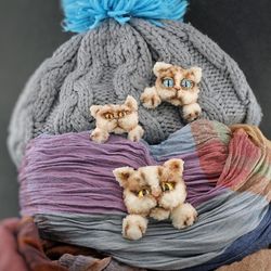 set of family gifts hats and caps crocheted pins miniature cats  personalised