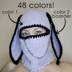 48 colors available! bunny balaclava crochet hand knit balaclava with bunny ear fluffy face cover with ears