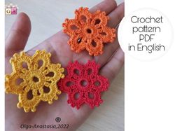 autumn decor - crochet  flower pattern , crochet motif , crochet flower pattern , crochet wall decor , crochet pattern