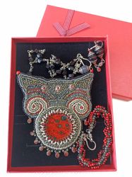 nomad jewels jewelry set bead embroidered boho necklace bracelet earrings set