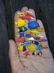 set of various miniature sea fish, tiny fish for diorama, resin art, display or dollhouse aquarium