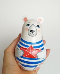 polar bear chime roly poly, kid's toy, roly poly toy, musical toy