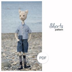 shorts pattern for doll cat –  doll clothes sewing pattern, downloadable pdf file