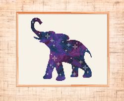 galaxy elephant cross stitch pattern modern cross stitch space cross stitch pdf