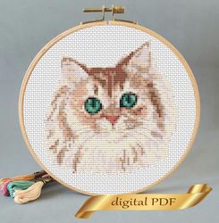 cat pattern pdf cross stitch, pets embroidery diy