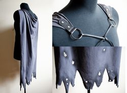 grey cloak for larp costume or fantasy cosplay. dnd dress. burning man dress. dune cosplay.