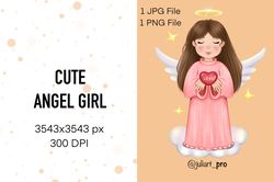 cute angel girl, angel illustration, digital angel, angel png