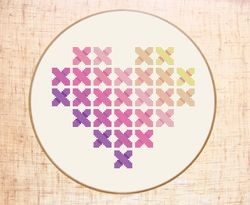 heart cross stitch pattern modern embroidery rainbow cross stitch love easy cross stitch valentine's day gift