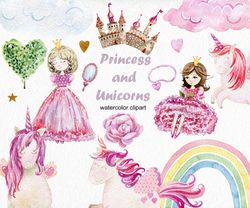 fairytale, watercolor princess clipart.