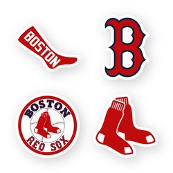 boston red sox stickers set of 4 by 3 inches die cut vinyl decals car truck window laptop case mlb team