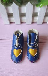 bjd doll shoes - handmade blue doll shoes for 1/3 1/4 bjd doll - 7cm doll shoes – christmas gift idea