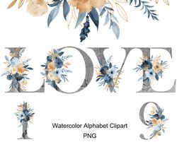 watercolor peony, alphabet png.