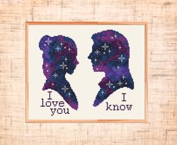 i love you i know cross stitch pattern star wars cross stitch han solo princess leia