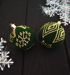 christmas balls set of 2 balls , beaded balls on the christmas tree , balls