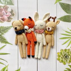 crochet patterns, amigurumi pattern, crochet animals bunny, teddy bear, deer, fox