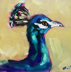 peacock oil painting original bird art wildlife wall art animal portrait made to order