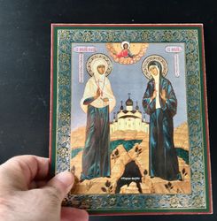 New Martyrs Grand Duchess Elizabeth And Nun Barbara | undefined Lithography Mounted On Wood | Size: 8 3/4"x7 1/4"