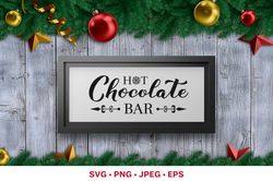 hot chocolate bar. christmas sign svg. retro holidays sign