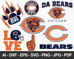 chicago bears svg, chicago bears files, bears logo, football, silhouette cameo, cricut, cut file, digital clipart, layer