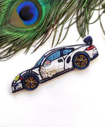 Beaded car brooch, brooch pin, car brooch, Porsche brooch, Porsche pin, gift for him, car, madam toto, Porsche