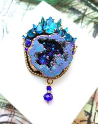 druzy brooch, quartz brooch, quartz jewelry, stone brooch, druze brooch, gemstone brooch, brooch pin, chrystal brooch