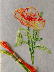 variegated poppy cross stitch pattern pdf by crossstitchingforfun instant download, flower cross stitch pattern pdf