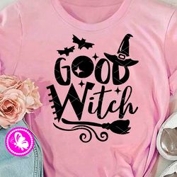 good witch print witch hat and broom svg clipart halloween shirt design digital download