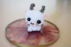 beaded pattern 3d goat. how to make 3d beaded animal. 3d beading for beginners.