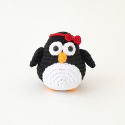 stuffed penguin toy christmas gift idea, cute crochet little penguin figurine, stuffed handmade animals, mini penguin