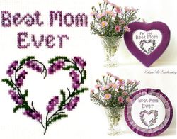 Best mom ever. Embroidery lavender heart. Cross stitch pattern for beginner. Ukraine shops. Easy cross stitch. Gift mom