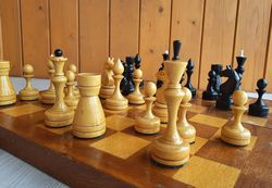 soviet wooden chess set 1960s - old russian chess game vintage