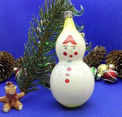 soviet antique christmas toy snowman snow maiden. big glass toy