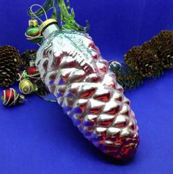 soviet vintage christmas toy glass pine cone. xmas decor ussr