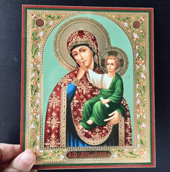 Virgin Mary Joy And Consolation undefined | undefined Gold And Silver Foiled Icon On Wood | Size: 8 3/4"x7 1/4"