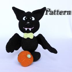 bat amigurumi crochet pattern, cute bat pattern halloween toy, halloween gift idea