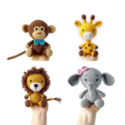 crochet patterns, amigurumi pattern, crochet safari animals giraffe, lion, elephant, monkey