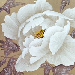 white peony flower painting floral wall art white flower artwork