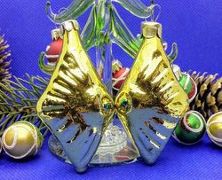 vintage glass christmas toy gold fish. soviet vintage xmas decor