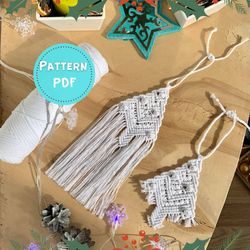 macrame pattern, macrame christmas tree, holiday xmas decor, wall hanging, macrame christmas diy, pattern tutorial pdf