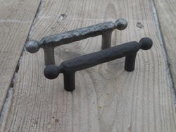 hand forged drawer pull (type 2), 2 1/2'' pull handle, 64 mm, 2.5 in, wrought iron, cabinet cupboard wardrobe kitchen