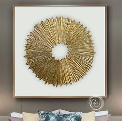 gold and white abstract painting original wall art textured artwork gold leaf wall art above couch decor