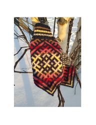 women's hand-knitted wool mittens are very warm with a pattern