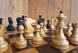 grandmaster soviet weighted chess set ussr - big vintage russian wooden chess grossmeisterskie