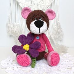 teddy bear stuffed toy personalized bear pink soft toy baby shower gift