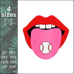 baseball pill embroidery design, ball on the tongue, 4 sizes