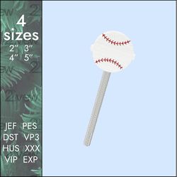 baseball lollipop embroidery design, candy ball mlb, 4 sizes