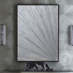 glittery silver painting textured artwork abstract wall art with crystals silver wall decor by juliya jc