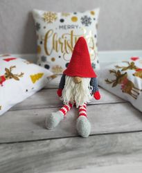 christmas plush gnome, stuffed gnome, cute big gnome with legs, interior christmas toy