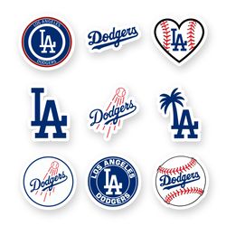 los angeles dodgers team stickers set of 9 by 2 inches decals die cut vinyl car truck window case laptop wall outdoor